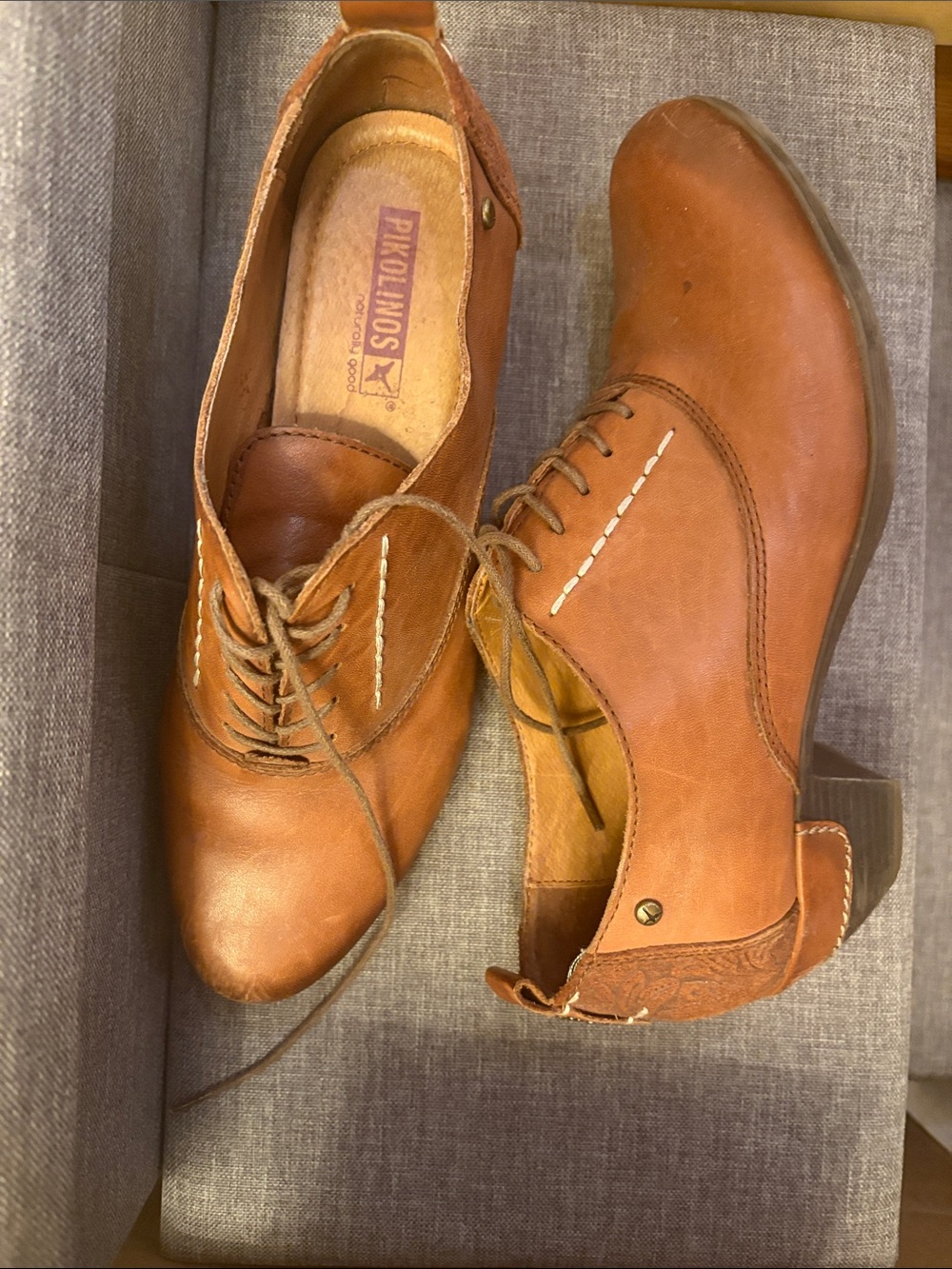 PIKOLINOS Women's Cognac Leather Ankle Booties